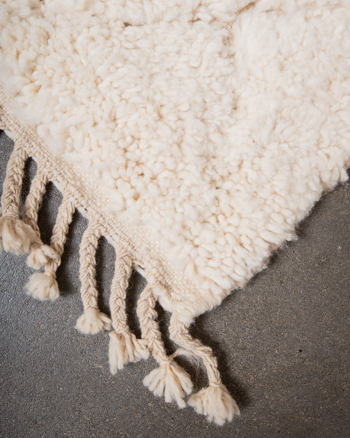 Modern, designer, handcrafted Berber rug from Morocco. Beniourain carpet with beautiful colours and patterns and fluffy wool texture.